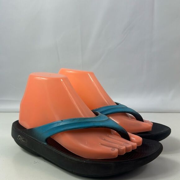 Oofos Oolala Luse Black/Blue Women's Sandals - Picture 1 of 15